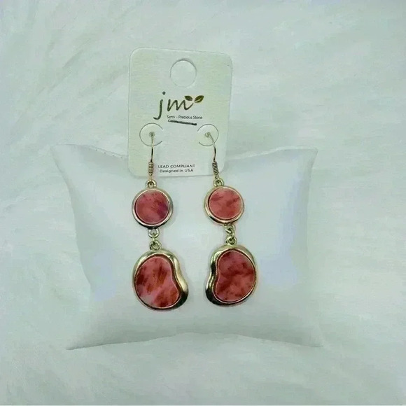 Red Marble Statement Earrings - Picture 1 of 3
